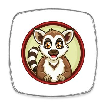 Lemur Colorful Kawaii Cartoon Character Clipart - Square fridge magnet - white - Front