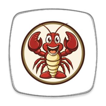 homard coloré kawaii personnage de dessin animé clipart - Magnet carré - blanc - Devant