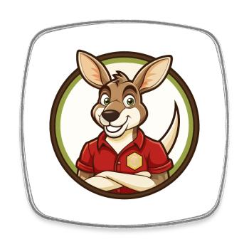 Kangaroo Colorful Kawaii Cartoon Character Clipart - Square fridge magnet - white - Front