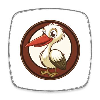 Storch Bunte Kawaii Cartoon Figur Clipart - Viereckiger Kühlschrankmagnet - Weiß - Vorne