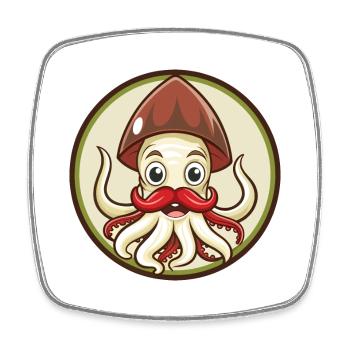 Squid Colorful Kawaii Cartoon Character Clipart - Square fridge magnet - white - Front