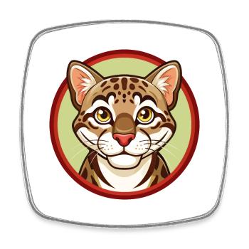 Ocelot Bunte Kawaii Cartoon Figur Clipart - Viereckiger Kühlschrankmagnet - Weiß - Vorne