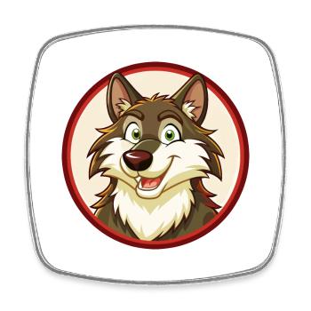 Wolf Colorful Kawaii Cartoon Character Clipart Pet - Square fridge magnet - white - Front