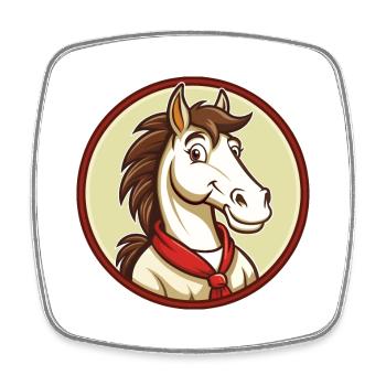 Pferd Bunte Kawaii Cartoon Charakter Clipart - Viereckiger Kühlschrankmagnet - Weiß - Vorne