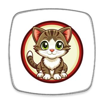 Kitten Colorful Kawaii Cartoon Character Clipart - Square fridge magnet - white - Front
