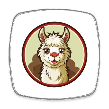 Llama Colorful Kawaii Cartoon Character Clipart - Square fridge magnet - white - Front