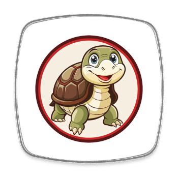 Schildkröte Bunte Kawaii Cartoon Figur Clipart - Viereckiger Kühlschrankmagnet - Weiß - Vorne
