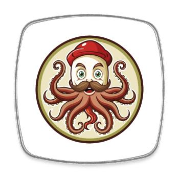 Oktopus Bunte Kawaii Cartoon Figur Clipart - Viereckiger Kühlschrankmagnet - Weiß - Vorne