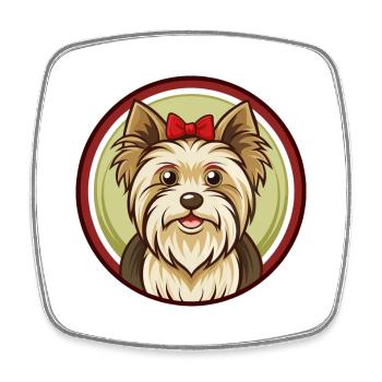 Yorkshire Terrier Hund Kawaii Zeichentrickfigur Haustier - Viereckiger Kühlschrankmagnet - Weiß - Vorne
