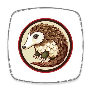 Pangolin Colorful Kawaii Cartoon Character Clipart - Square fridge magnet - white - Front