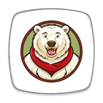 ours polaire coloré kawaii dessin animé personnage animal de compagnie - Magnet carré - blanc - Devant