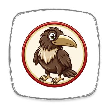 Raven Colorful Kawaii Cartoon Character Clipart - Square fridge magnet - white - Front
