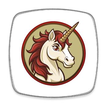 Einhorn Bunte Kawaii Cartoon Figur Clipart - Viereckiger Kühlschrankmagnet - Weiß - Vorne