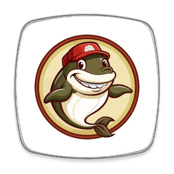 baleine coloré kawaii dessin animé personnage clipart - Magnet carré - blanc - Devant