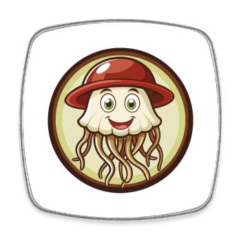 Méduse Coloré Kawaii Dessin Animé Personnage Animal de compagnie - Magnet carré - blanc - Devant