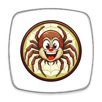 araignée coloré Kawaii personnage de dessin animé Clipart - Magnet carré - blanc - Devant