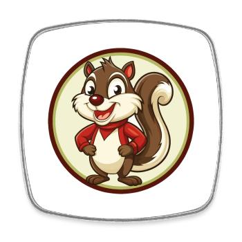 Eichhörnchen Bunte Kawaii Cartoon Figur Clipart - Viereckiger Kühlschrankmagnet - Weiß - Vorne