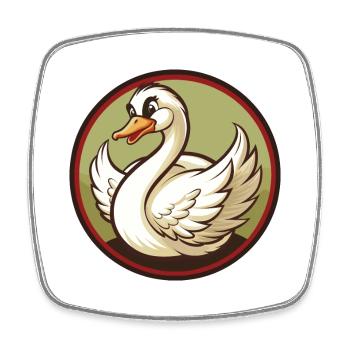 cygne coloré kawaii dessin animé personnage clipart animal de compagnie - Magnet carré - blanc - Devant