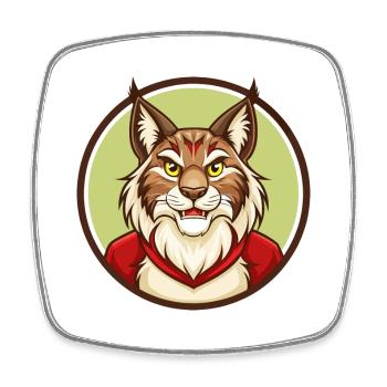 Luchs Bunt Kawaii Cartoon Figur Clipart Haustier - Viereckiger Kühlschrankmagnet - Weiß - Vorne