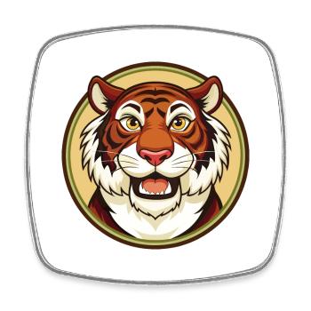 Tiger Colorful Kawaii Cartoon Character Clipart - Square fridge magnet - white - Front