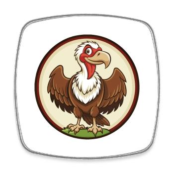 Vulture Coloré Kawaii Dessin Animé Personnage Clipart - Magnet carré - blanc - Devant