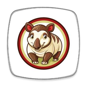Tapir coloré Kawaii Dessin animé Personnage Clipart - Magnet carré - blanc - Devant