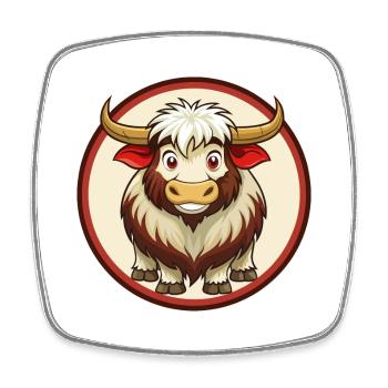 Yak Colorful Kawaii Cartoon Character Clipart Pet - Square fridge magnet - white - Front