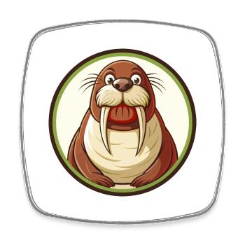 Walrus Colorful Kawaii Cartoon Character Clipart - Square fridge magnet - white - Front