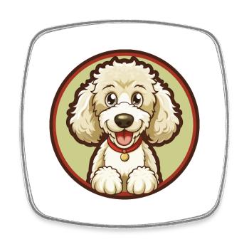Caniche Chien Coloré Kawaii Dessin Animé Personnage Animal de compagnie - Magnet carré - blanc - Devant