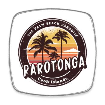 Parotonga Cook Islands Vintage Palmen - Viereckiger Kühlschrankmagnet - Weiß - Vorne
