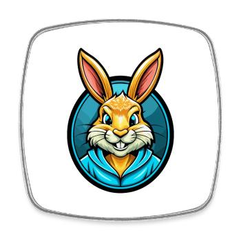 Lapin coloré Kawaii Dessin animé Personnage Clipart - Magnet carré - blanc - Devant