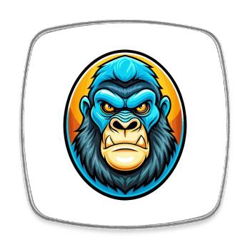 Gorilla Bunte Kawaii Cartoon Figur Clipart - Viereckiger Kühlschrankmagnet - Weiß - Vorne
