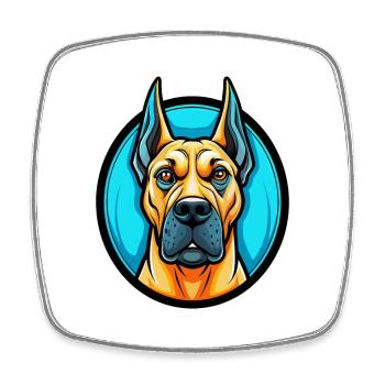 Deutsche Dogge Hund Bunte Kawaii Zeichentrickfigur - Viereckiger Kühlschrankmagnet - Weiß - Vorne