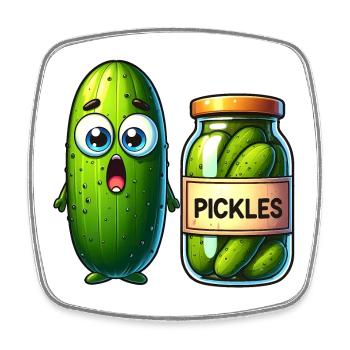 Cucumber's Pickle Predicament: Schockiert und erschüttert! - Viereckiger Kühlschrankmagnet - Weiß - Vorne