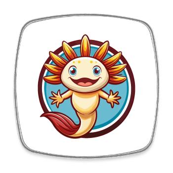 axolotl drôle Kawaii dessin animé Clipart animal de compagnie - Magnet carré - blanc - Devant