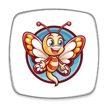 papillon drôle Kawaii dessin animé Clipart animal de compagnie - Magnet carré - blanc - Devant