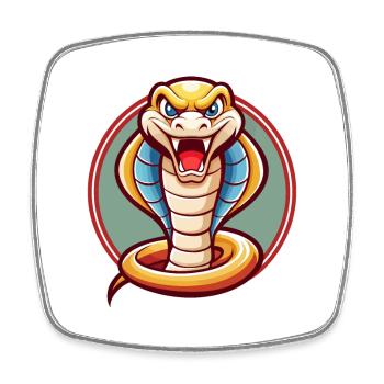 Cobra Cute Funny Kawaii Cartoon Clipart Animal Pet - Square fridge magnet - white - Front