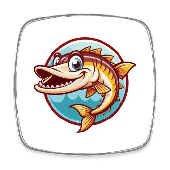 Barracuda drôle Kawaii dessin animé Clipart Animal Animal de compagnie - Magnet carré - blanc - Devant