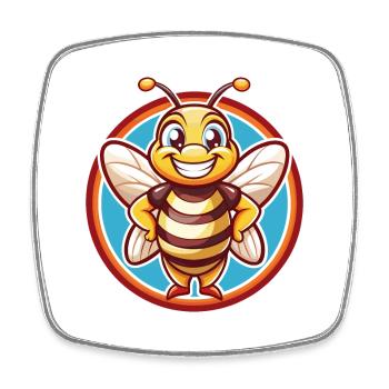 Bee Cute Funny Kawaii Cartoon Clipart Animal Pet - Square fridge magnet - white - Front