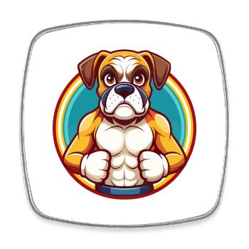 Boxer Hund Lustig Kawaii Cartoon Clipart Tier Haustier - Viereckiger Kühlschrankmagnet - Weiß - Vorne