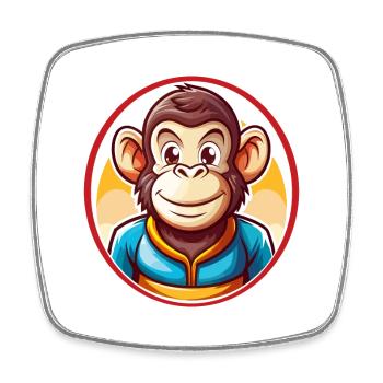 Schimpanse Lustig Kawaii Cartoon Clipart Tier Haustier - Viereckiger Kühlschrankmagnet - Weiß - Vorne