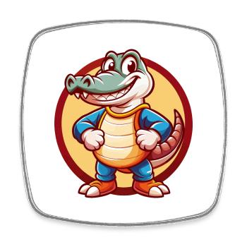 Alligator Lustig Kawaii Cartoon Clipart Tier Haustier - Viereckiger Kühlschrankmagnet - Weiß - Vorne