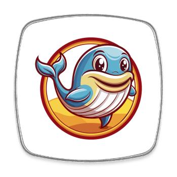 Blue whale Funny Kawaii Cartoon Clipart Animal Pet - Square fridge magnet - white - Front