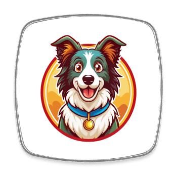 Border Collie Dog Funny Kawaii Cartoon Animal Pet - Square fridge magnet - white - Front