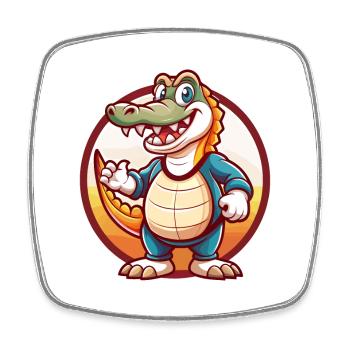 Crocodile Drôle Kawaii Dessin animé Clipart Animal de compagnie - Magnet carré - blanc - Devant