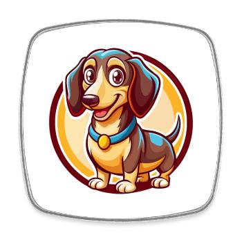 Dachshund Dog Funny Kawaii Cartoon Clipart Animal - Square fridge magnet - white - Front