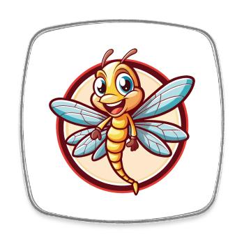 Libelle Lustige Kawaii Cartoon Clipart Tier Haustier - Viereckiger Kühlschrankmagnet - Weiß - Vorne