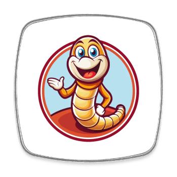 Ver de terre drôle Kawaii dessin animé Clipart animal de compagnie - Magnet carré - blanc - Devant