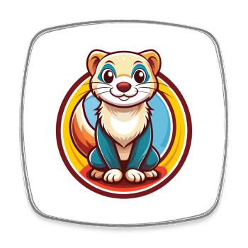 Furet Drôle Kawaii Dessin animé Clipart Animal Animal de compagnie - Magnet carré - blanc - Devant