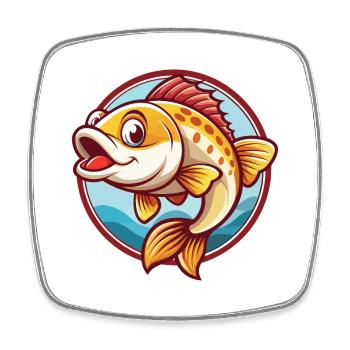 Poisson mignon drôle Kawaii dessin animé Clipart animal de compagnie - Magnet carré - blanc - Devant